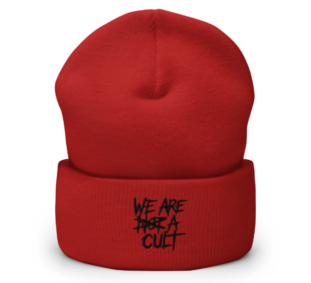 xAcceptiion "We Are  ̶N̶O̶T̶ a Cult" Embroidered  Beanie - RED