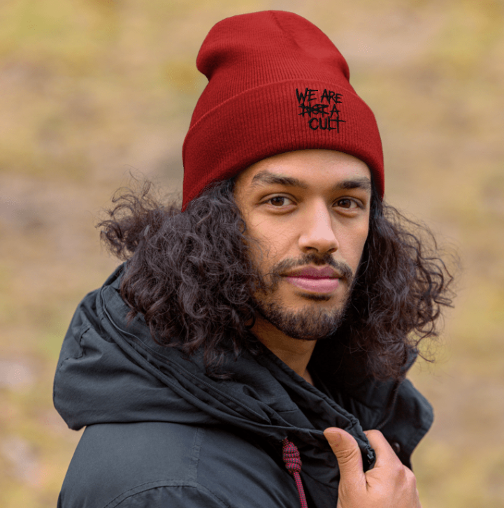 xAcceptiion "We Are  ̶N̶O̶T̶ a Cult" Embroidered  Beanie - RED