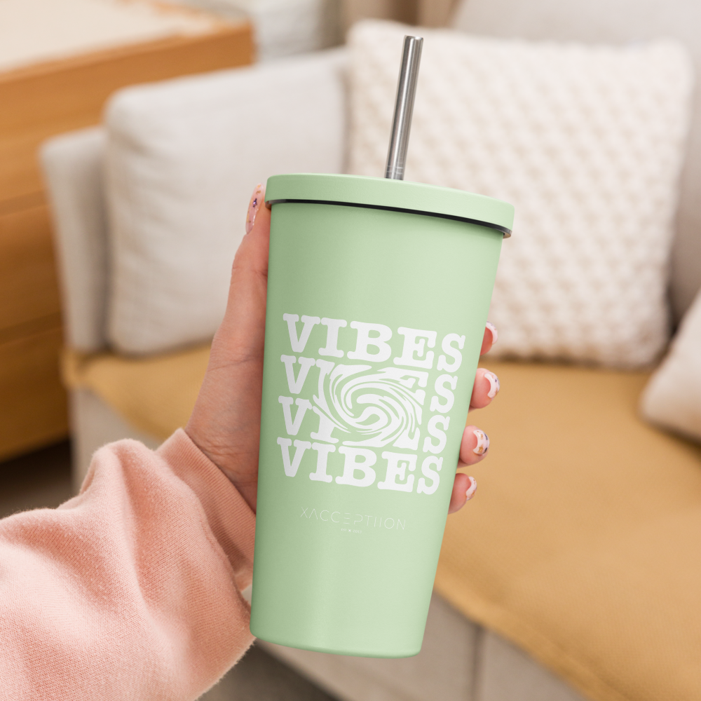 Insulated VIBES© Tumbler with Straw
